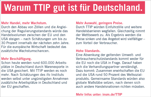 INSM Postkarte zur Kampagne I Love TTIP