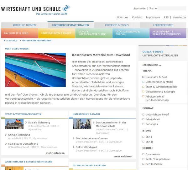 Neues Portal Wirtschaft und Schule
